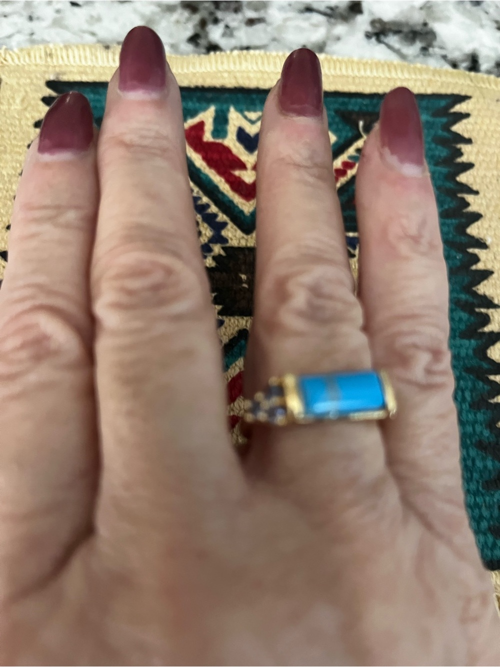 Gold-Tone Turquoise Stone Women’s ring size 7